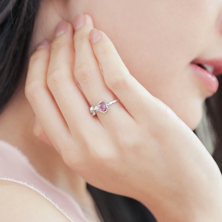 Bagues de couple en argent sterling avec cadenas et clé en tourmaline rose et tourmaline rose