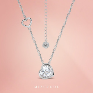 Sterling Silver Mini Heart Necklace with White Topaz