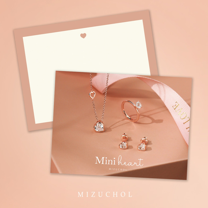 Sterling Silver Mini Heart Necklace with White Topaz
