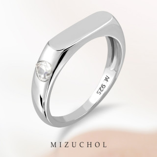 Sterling Silver White Topaz Loved Word Ring