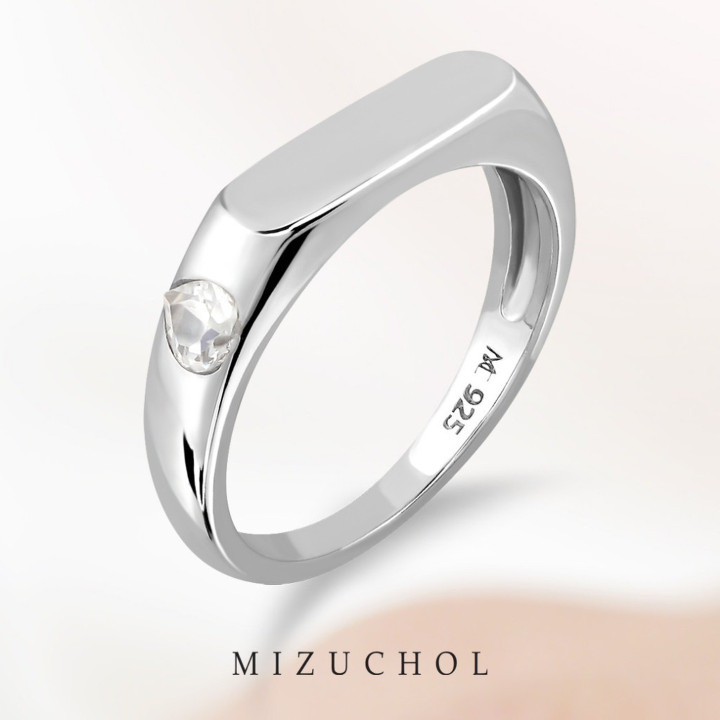 Sterling Silver White Topaz Loved Word Ring