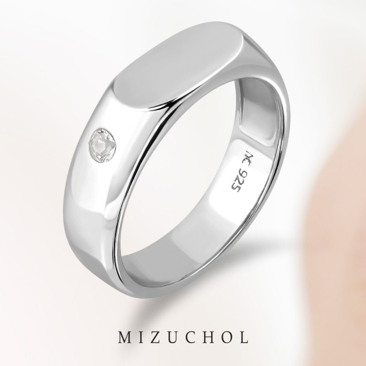 Bagues de couple en argent sterling et topaze blanche