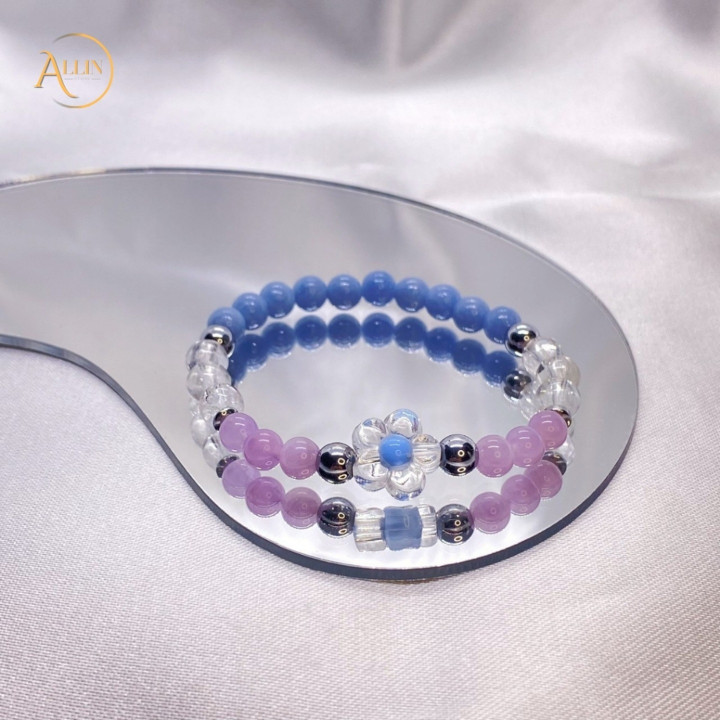 Amethyst, Lavender and Clear Quartz Bracelet - Healing Energy