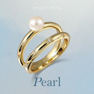 Gold Plated Sterling Silver Pearl Ring - Dreamy Cloud