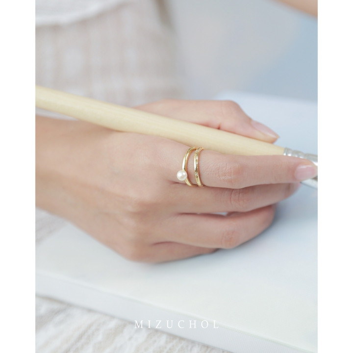 Gold Plated Sterling Silver Pearl Ring - Dreamy Cloud