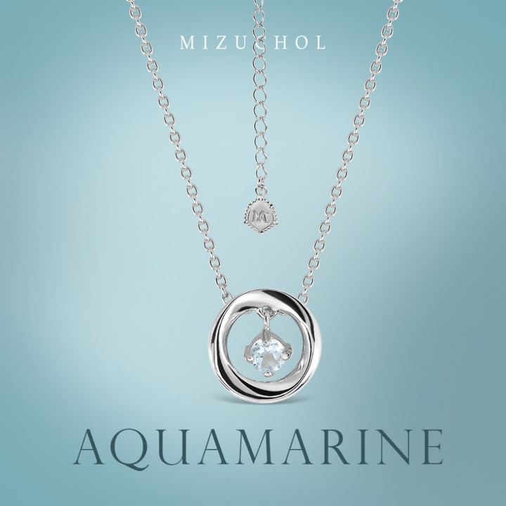 Sterling Silver White Gold Plated Aquamarine Necklace