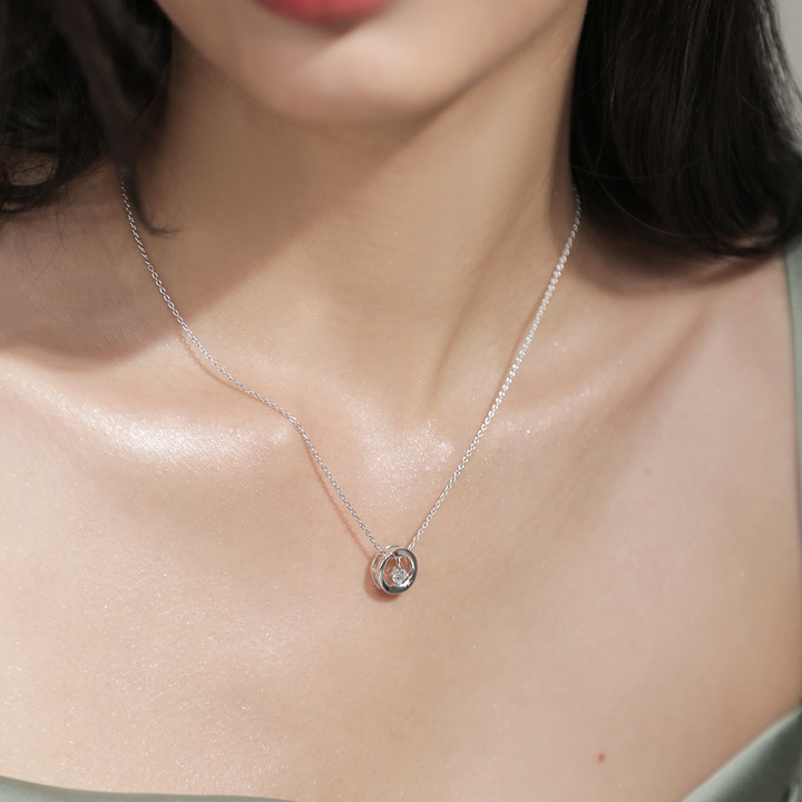 Sterling Silver White Gold Plated Aquamarine Necklace