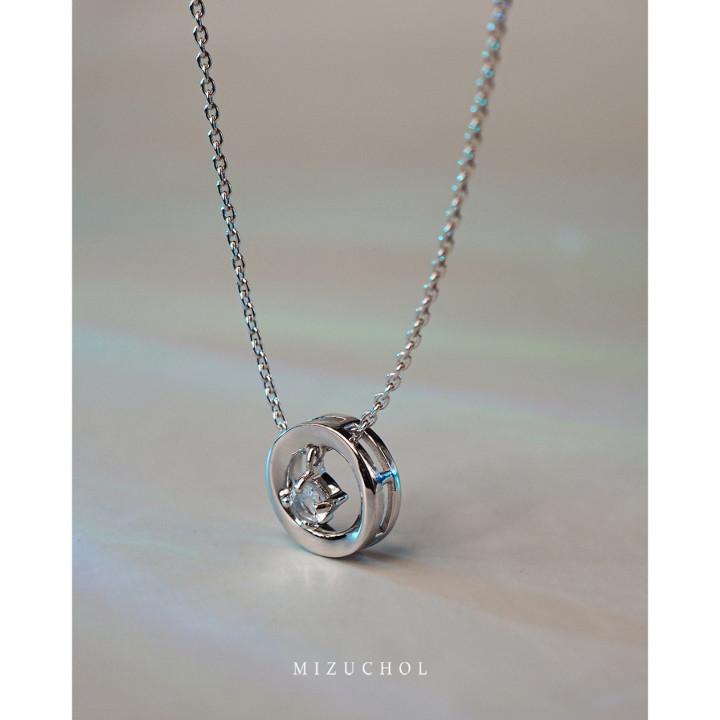 Sterling Silver White Gold Plated Aquamarine Necklace