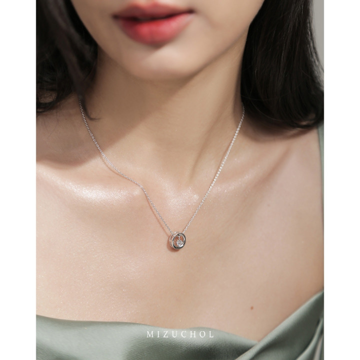 Sterling Silver White Gold Plated Aquamarine Necklace