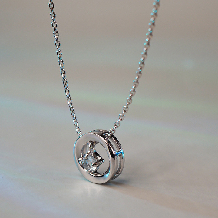 Sterling Silver White Gold Plated Aquamarine Necklace