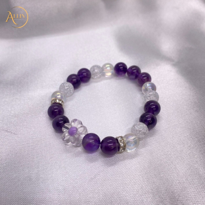 Amethyst and Clear Quartz Bracelet for Focus and Concentration