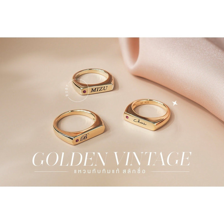 Anillo vintage de plata de ley chapado en oro de 18 quilates con rubí
