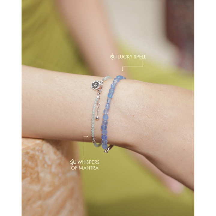 Bracelet en véritable calcédoine bleue