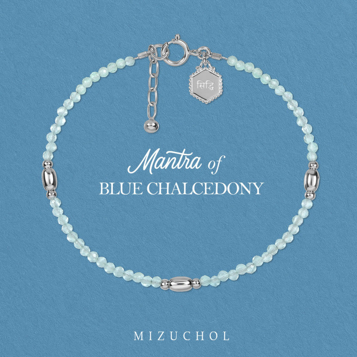 Bracelet en véritable calcédoine bleue
