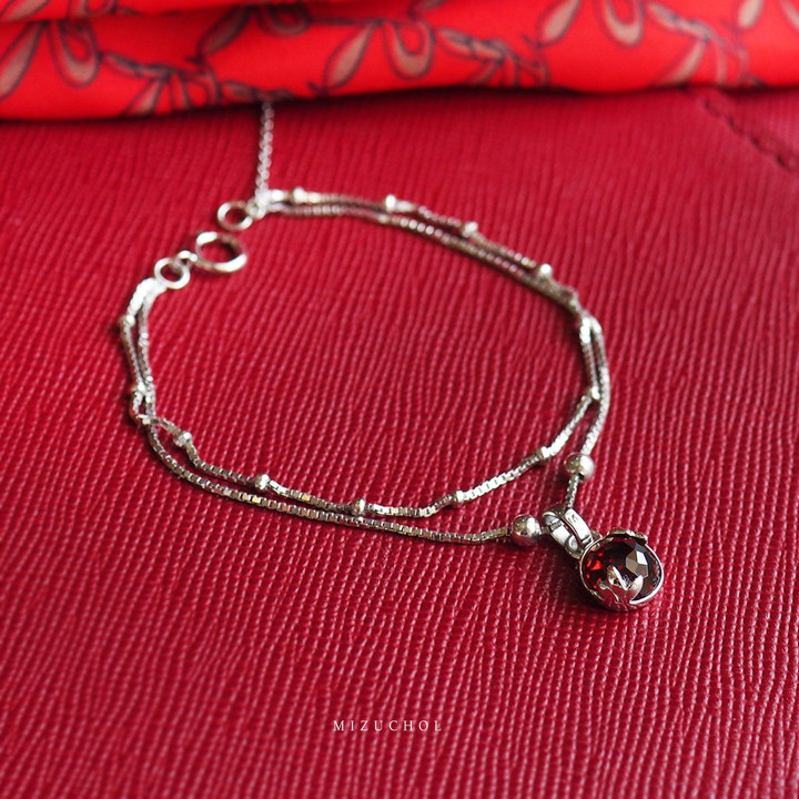 Red Garnet Birthstone Bracelet