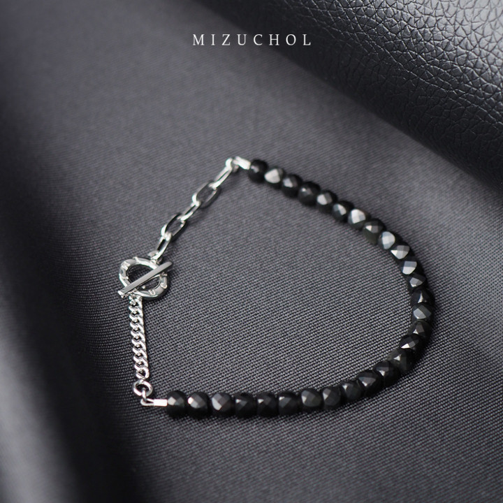 Onyx-Armband – Sterlingsilber, weißvergoldet