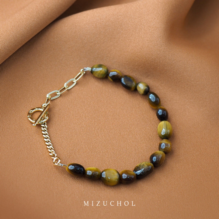 Gold Plated Sterling Silver Golden Tiger Eye Bracelet