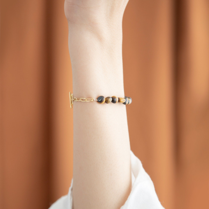 Gold Plated Sterling Silver Golden Tiger Eye Bracelet