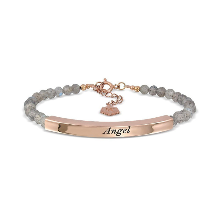 Labradorite Sterling Silver Pink Gold Bracelet