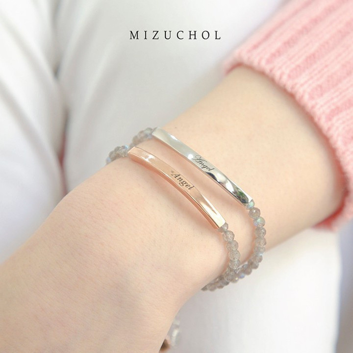 Labradorite Sterling Silver Pink Gold Bracelet