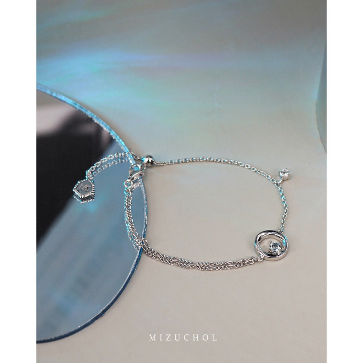 White Gold Plated Sterling Silver Aquamarine Bracelet