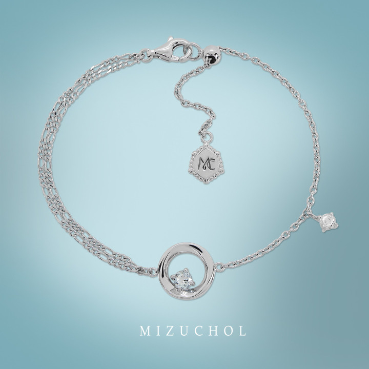 White Gold Plated Sterling Silver Aquamarine Bracelet