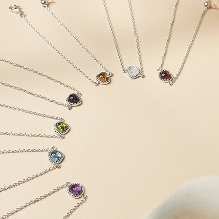 White Gold Plated Sterling Silver Gemstone Bracelet