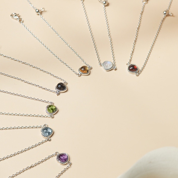 White Gold Plated Sterling Silver Gemstone Bracelet