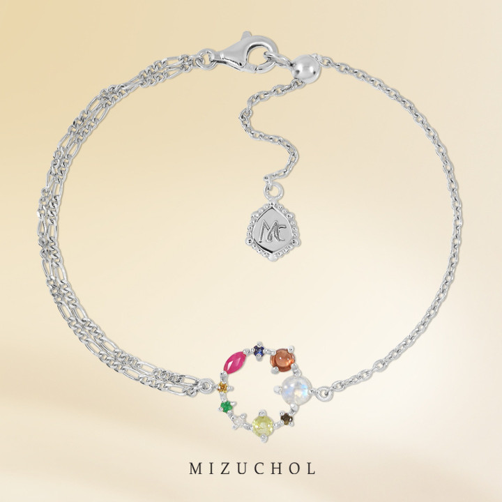 Nine Lucky Gems Bracelet with Genuine Gemstones and Diamonds