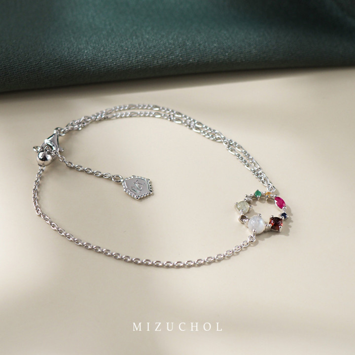 Nine Lucky Gems Bracelet with Genuine Gemstones and Diamonds