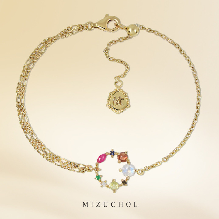 Nine Lucky Gems Bracelet with Genuine Gemstones and Diamonds