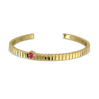 18K Gold Plated Sterling Silver Ruby and White Topaz Bangle