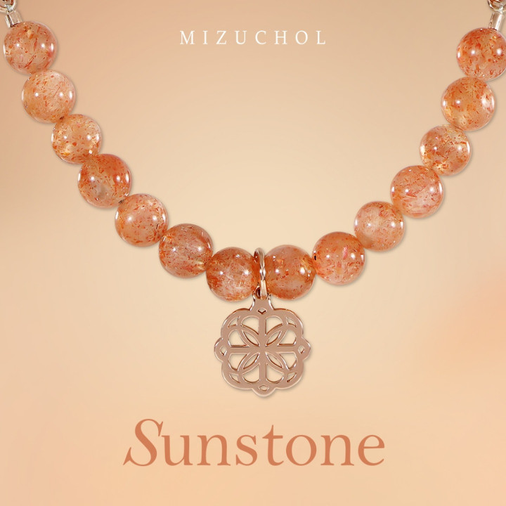 Rose Gold Plated Sterling Silver Sunstone Peony Bracelet