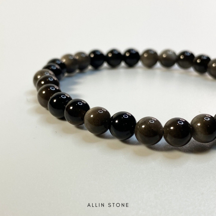 Obsidian Silver Bracelet | Protection and Energy Reflection