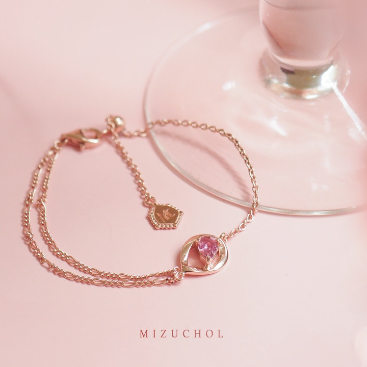 Pink Tourmaline Drop Rose Bracelet