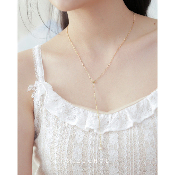 Gold Plated Sterling Silver Cloud Drop Pearl Necklace