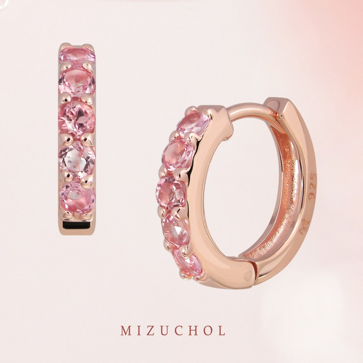 Rose Bubbles Earrings with Pink Tourmaline