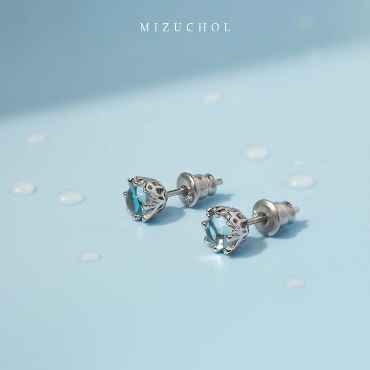 Blue Topaz Raindrop Stud Earrings