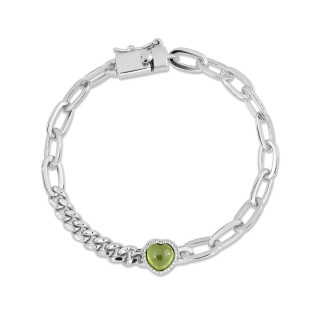 White Gold Plated Sterling Silver Gemstone Chain Bracelet