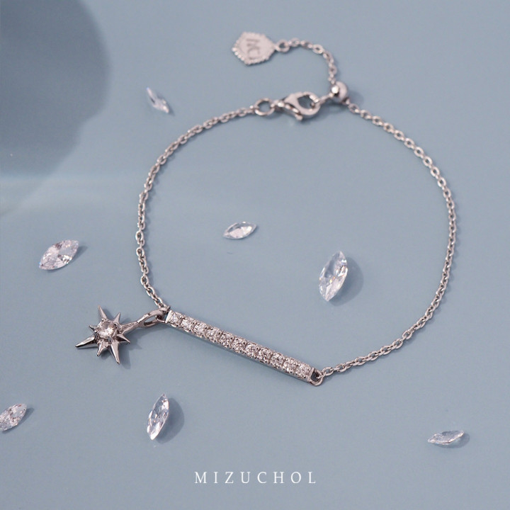 White Gold Plated Sterling Silver Zircon Bracelet
