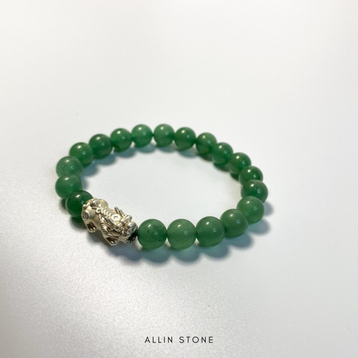 Aventurine Pixiu Bracelet for Luck and Success - S999 Silver