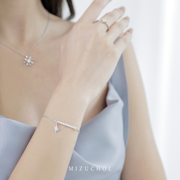 White Gold Plated Sterling Silver Zircon Bracelet