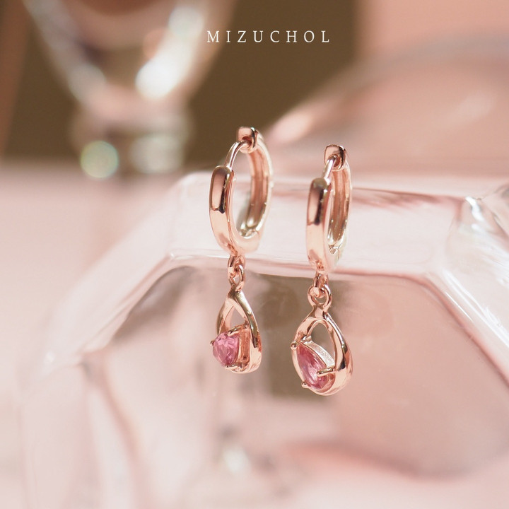 Pink Tourmaline 'A Drop Of Rose' Earrings