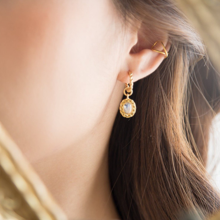 Sterling Silver Moonstone Earrings - GENTLE MOON