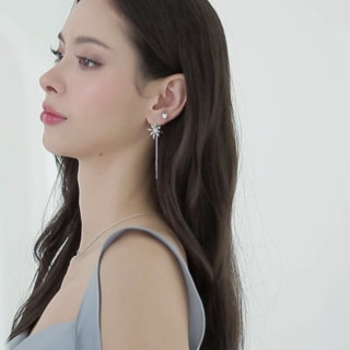 Frozen Grace White Gold Plated Sterling Silver Zircon Earrings