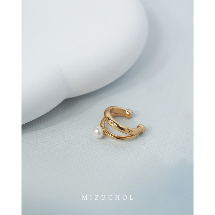 Gold Plated Sterling Silver Pearl Clip-On Ear Cuff