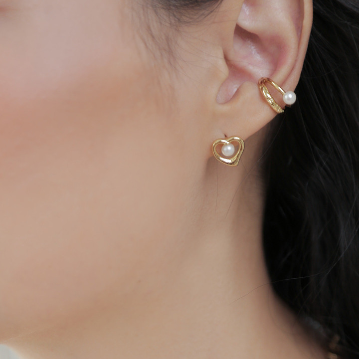 Gold Plated Sterling Silver Pearl Clip-On Ear Cuff