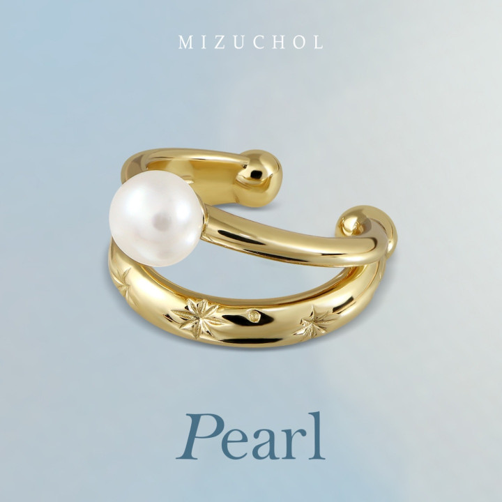 Gold Plated Sterling Silver Pearl Clip-On Ear Cuff