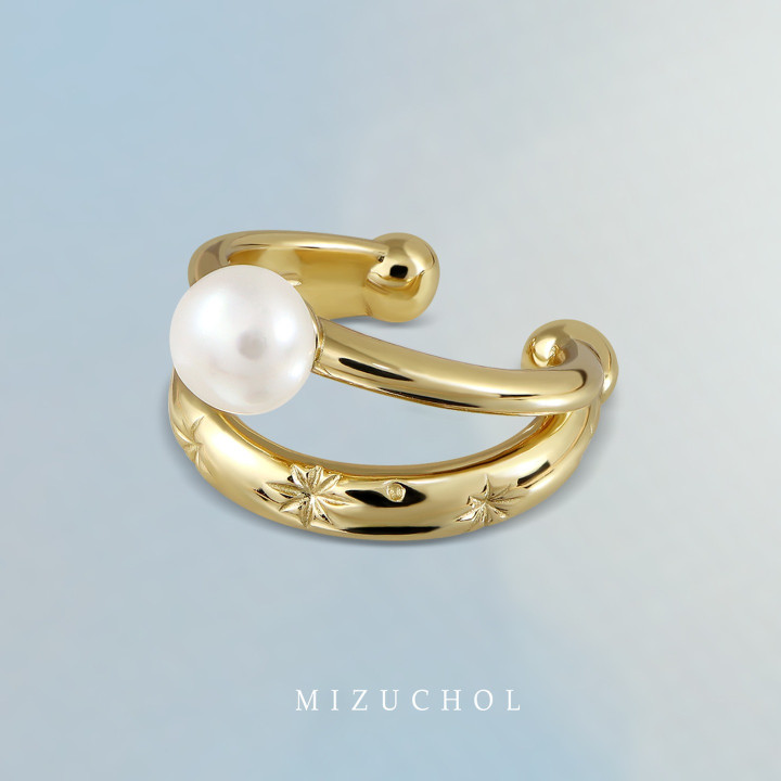 Gold Plated Sterling Silver Pearl Clip-On Ear Cuff