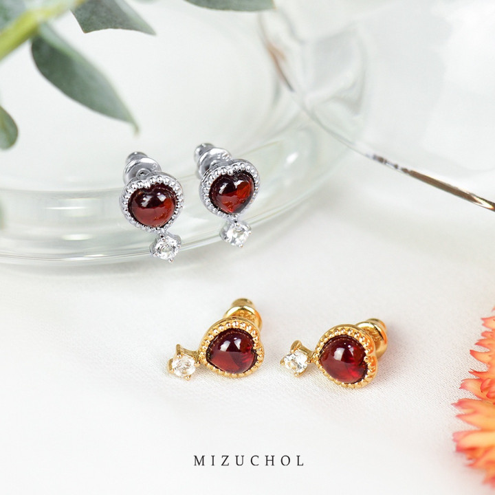Women's Fine Red Garnet Gemstone Earrings